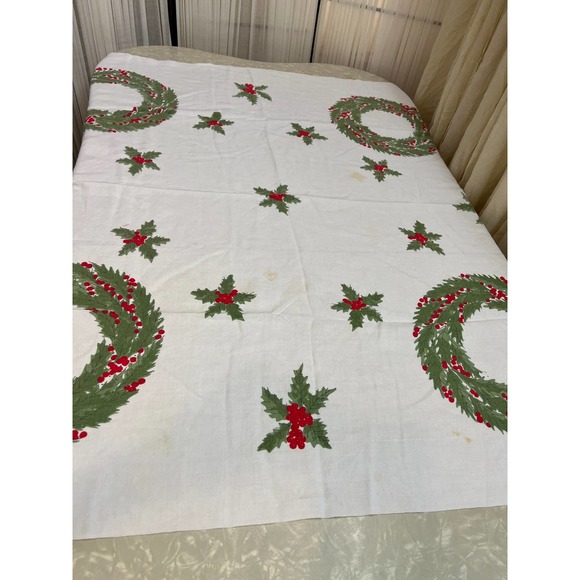 Vintage Tablecloth Christmas Holiday VERA NEUMANN 48" x 48" - Picture 2 of 6